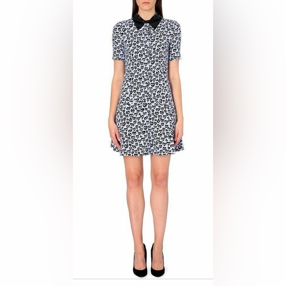 Sandro Lilac & Black Love Heart Leopard Print Dress - Picture 8 of 9